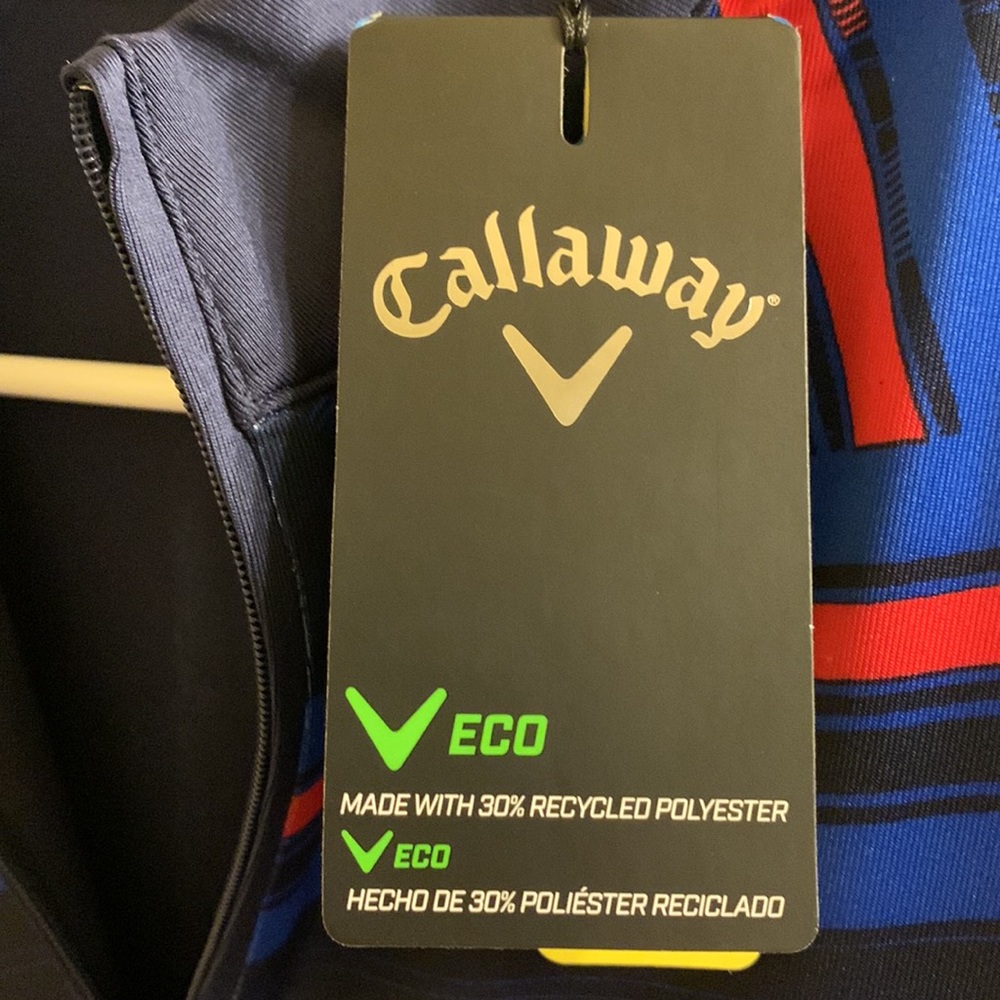 Callaway Golf Polo Multicolor Cooling Opti-Dri Dark Blue Red Strike Men’s Size M